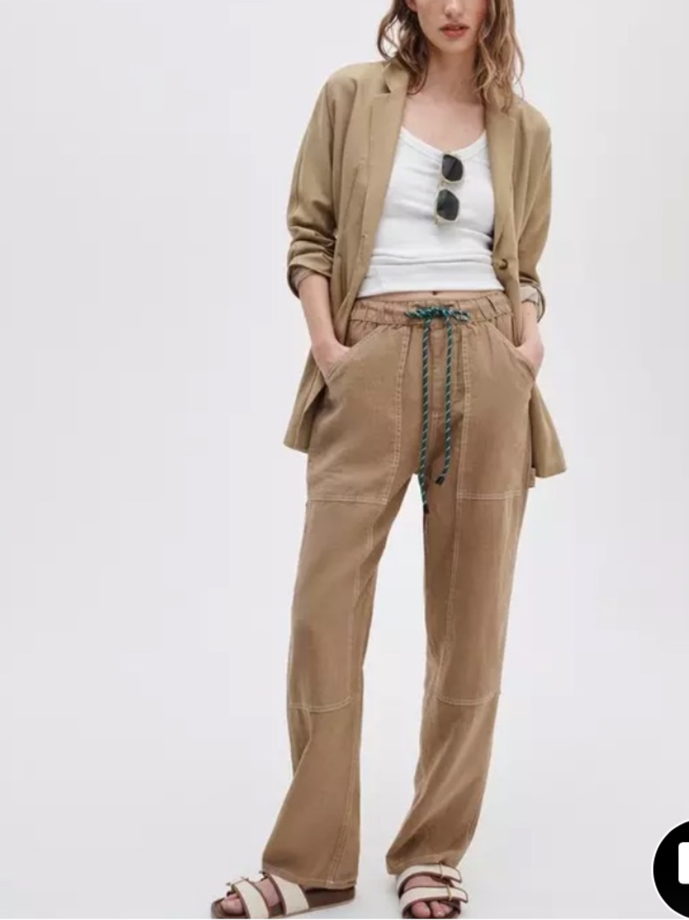 rag & bone Atlas Linen Pants Drawstring Pants in Tan